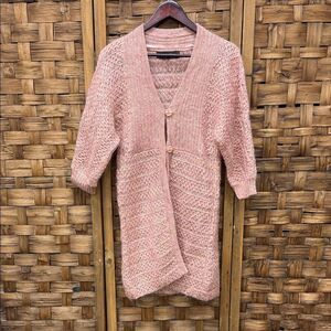 Contemporaine Simons wool Cozy Pink Knit Cardigan Sweater